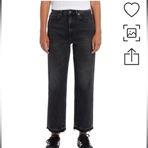 7 Seven For All Mankind Logan Stovepipe Jeans 27 Unrolled Raw Cut Hems Licorice